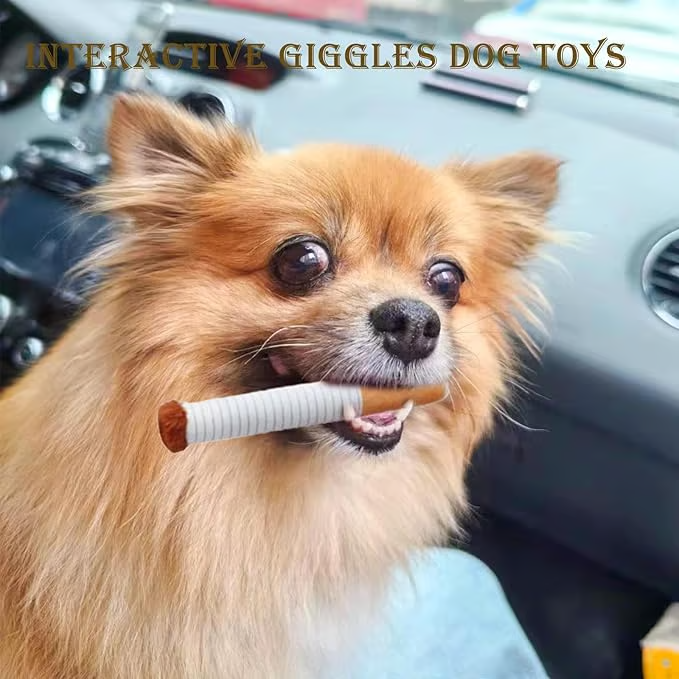 🐶Puppy Cigar Box Chew Toy - Set of 3 Squeaky Plush Cigars with Secret Treat Hideout