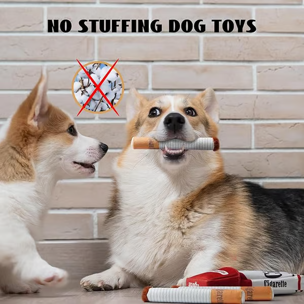 🐶Puppy Cigar Box Chew Toy - Set of 3 Squeaky Plush Cigars with Secret Treat Hideout