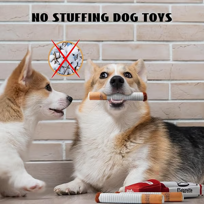 🐶Puppy Cigar Box Chew Toy - Set of 3 Squeaky Plush Cigars with Secret Treat Hideout